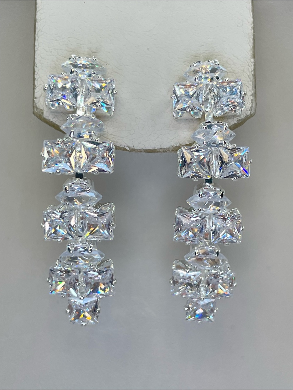Swarovski Crystal Elements White Crystal Dangle Earrings Bridal Formal